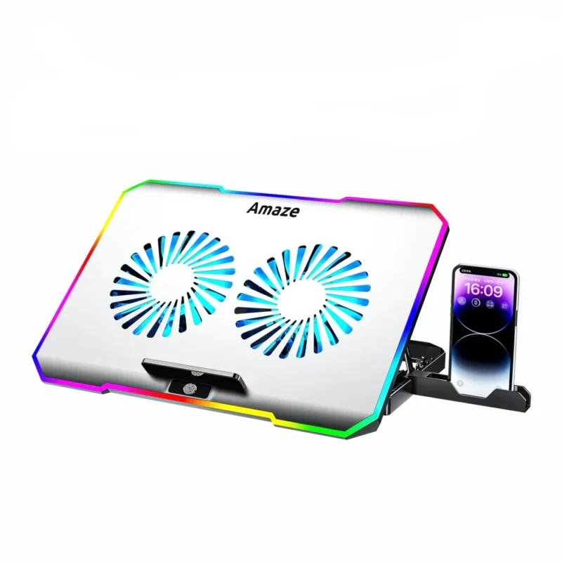 Amaze A505 RGB Laptop Cooling Stand with 2 Fans & Phone Holder