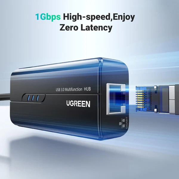 UGREEN 20265 USB3.0 GIGABIT LAN + 3 USB 3.0 MULTIFUNCTION HUB