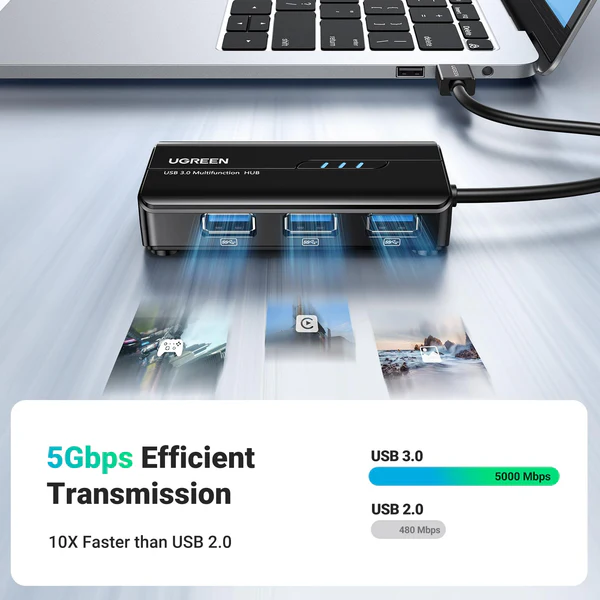 UGREEN 20265 USB3.0 GIGABIT LAN + 3 USB 3.0 MULTIFUNCTION HUB