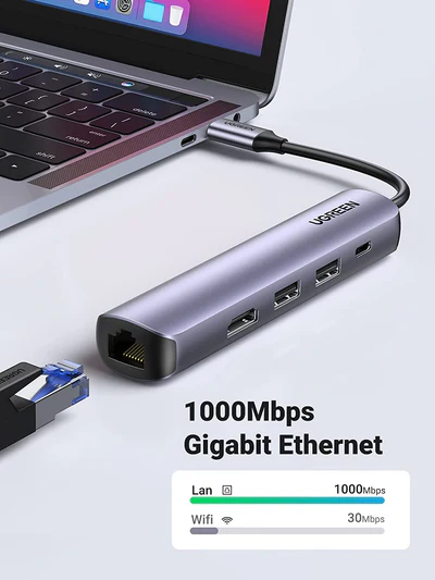 UGREEN 5-IN-1 USB-C HUB (100W PD, 4K@30Hz HDMI) 15596