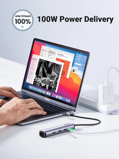 UGREEN 5-IN-1 USB-C HUB (100W PD, 4K@30Hz HDMI) 15596