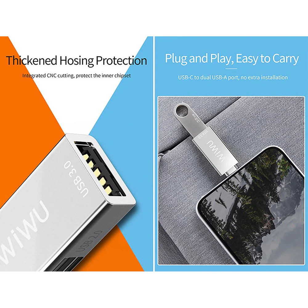 WIWU T02 USB TYPE C TO 2 X USB