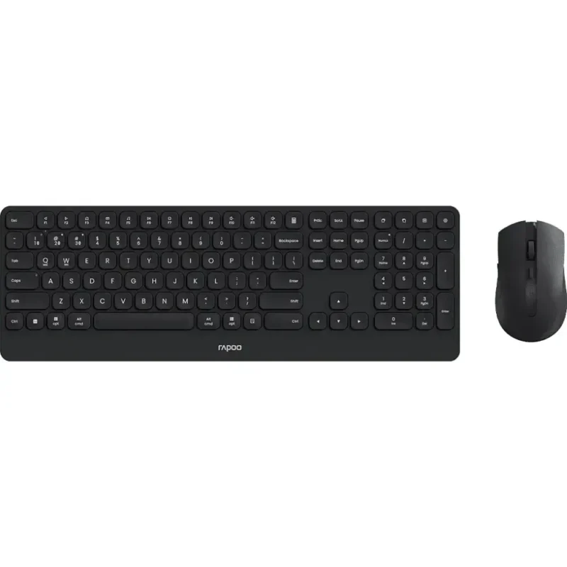 Rapoo 9510M Multi-Mode Wireless Keyboard and Mouse Combo with Bluetooth and 2.4GHz Wireless in Black