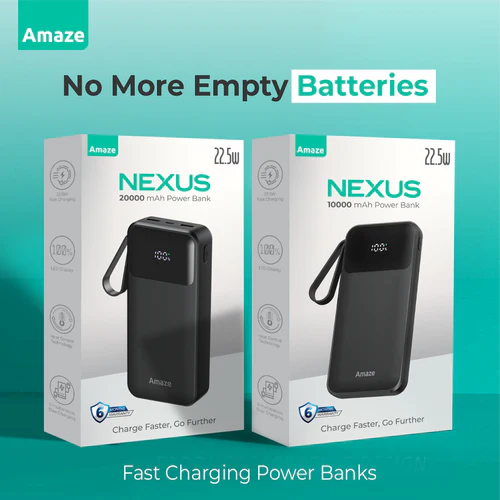 Nexus 20000mAh Power Bank – Fast, Reliable, On-the-Go Charging Power through your day with the Nexus 20000mAh Power Bank, featuring 22.5W ultra-fast charging, dual outputs (Type-C + USB), and a smart LED display for real-time battery status. Designed with heat control technology, a durable lanyard, and dual-device charging, it's the perfect companion for travel, work, or daily use. Includes a USB to Type-C cable and 6-month warranty.