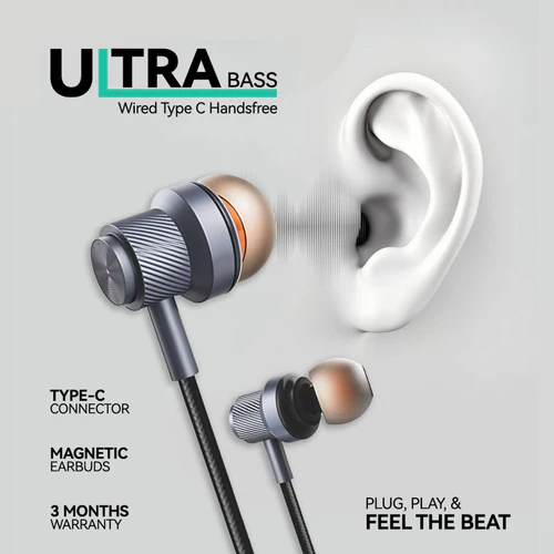 Amaze Ultra Bass with Magnetic Buds Wired type C Handsfree A692