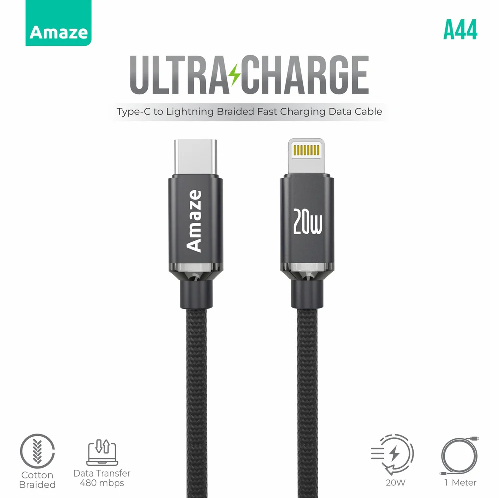 Amaze Ultra Charge Type C to Lightning Cable 20W 1m | A44
