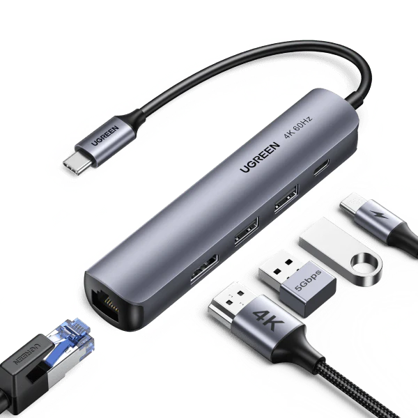UGREEN 5-IN-1 USB-C HUB (100W PD, 4K@30Hz HDMI) 15596