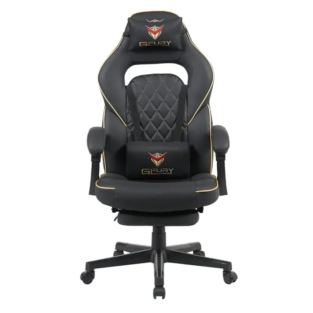 GFury KW M7308 2 Black And Golden Gaming Chair Front