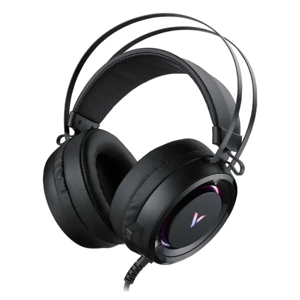 Rapoo VH500C Virtual 7.1 RGB gaming headset with ENC microphone, suspension headband, and over-ear design