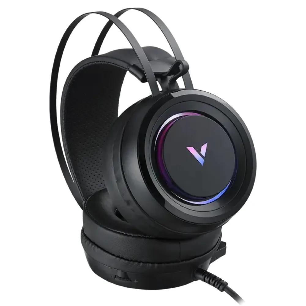 Rapoo VH500C Virtual 7.1 RGB gaming headset with ENC microphone, suspension headband, and over-ear design