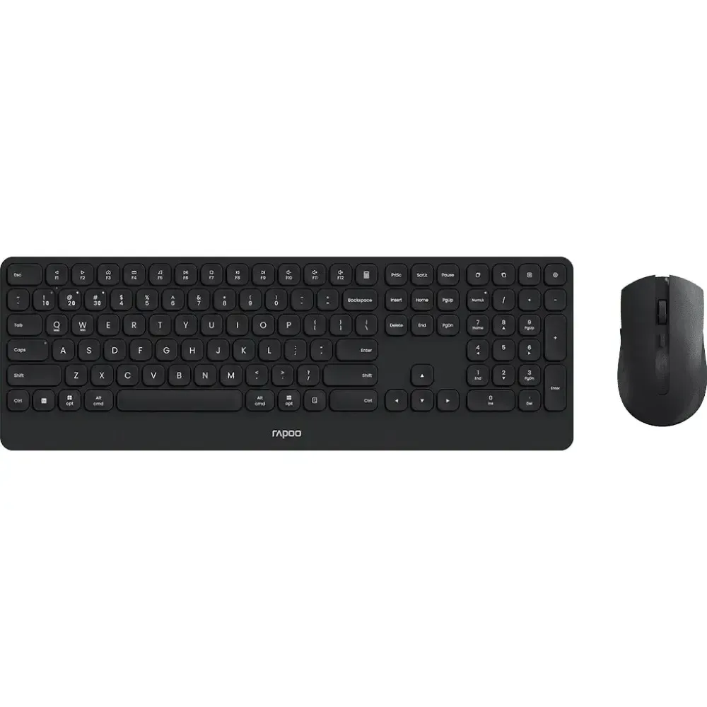 Rapoo 9510M Multi-Mode Wireless Keyboard and Mouse Combo with Bluetooth and 2.4GHz Wireless in Black